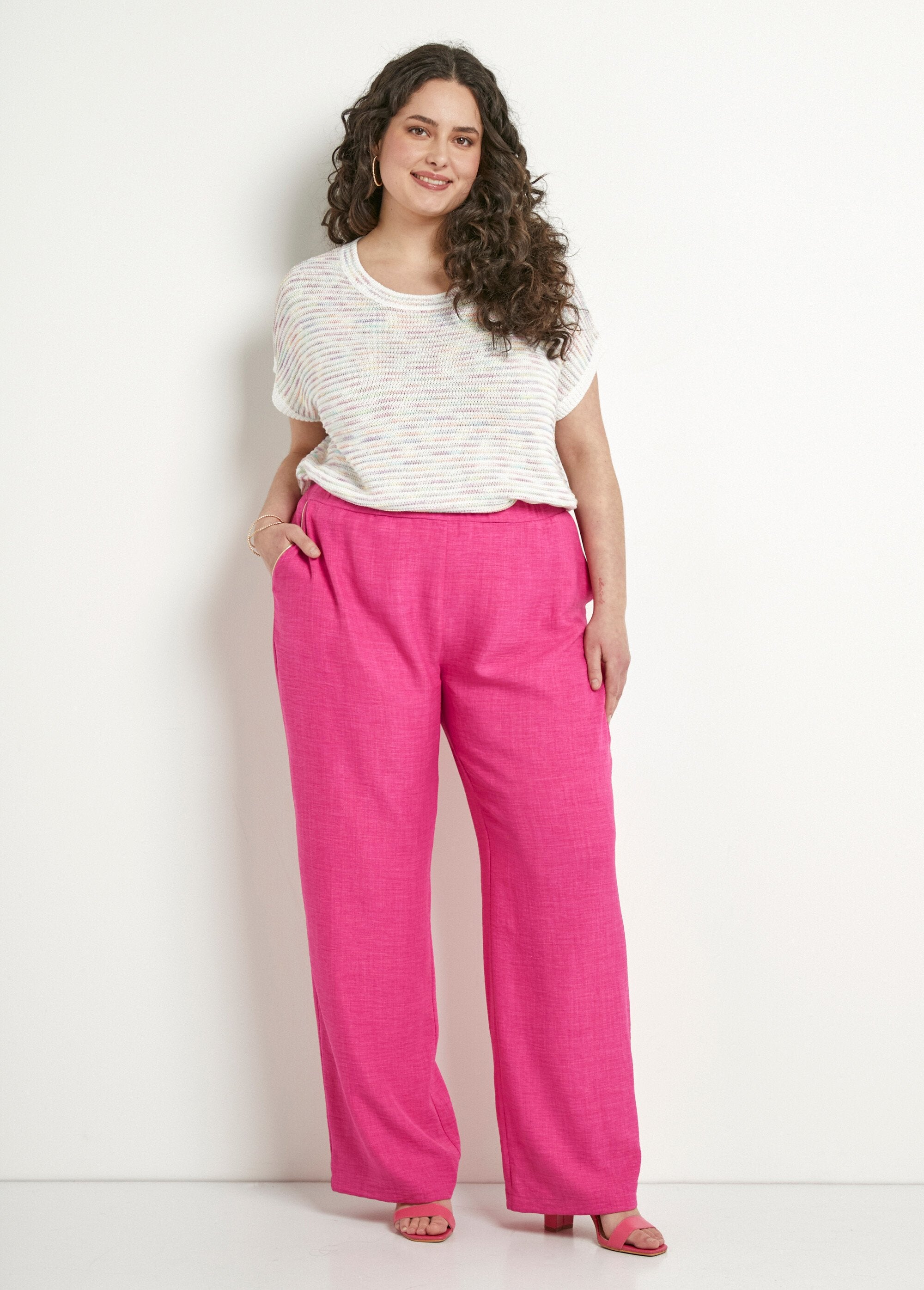 Pantalón_efecto_lino_con_cintura_elástica_ancha_Rosa_SF1_curvy