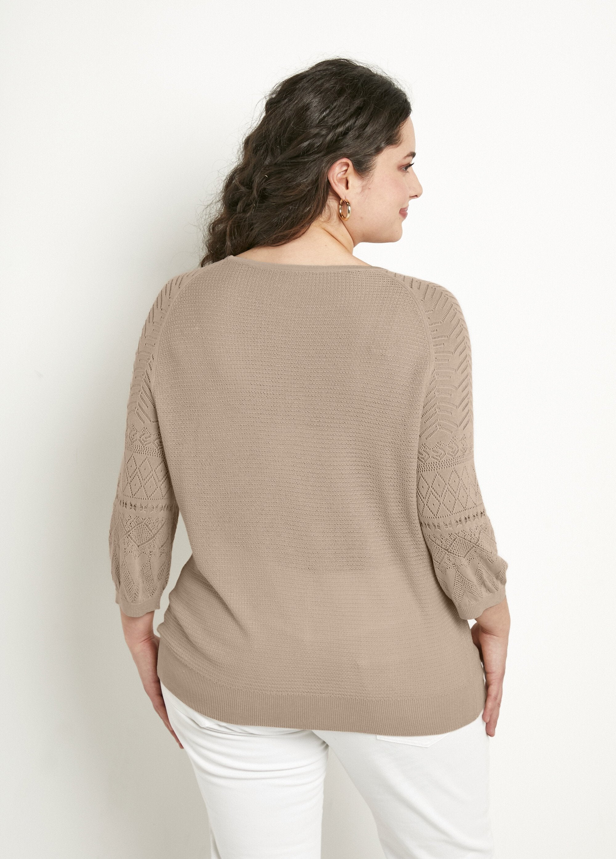 Jersey_ligero_con_manga_raglán_3/4_y_cuello_redondo_Beige_DO1_curvy