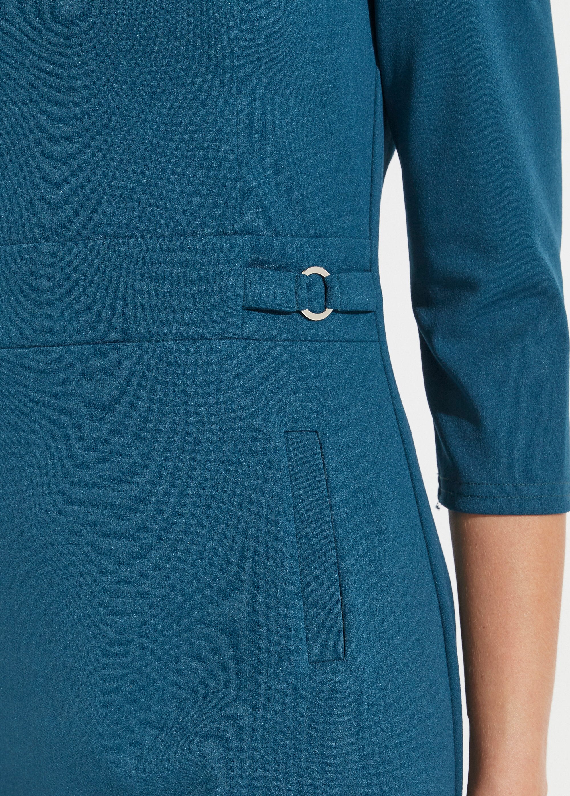 Vestido_recto_con_mangas_3/4_en_punto_suave_Pato_DE2_slim