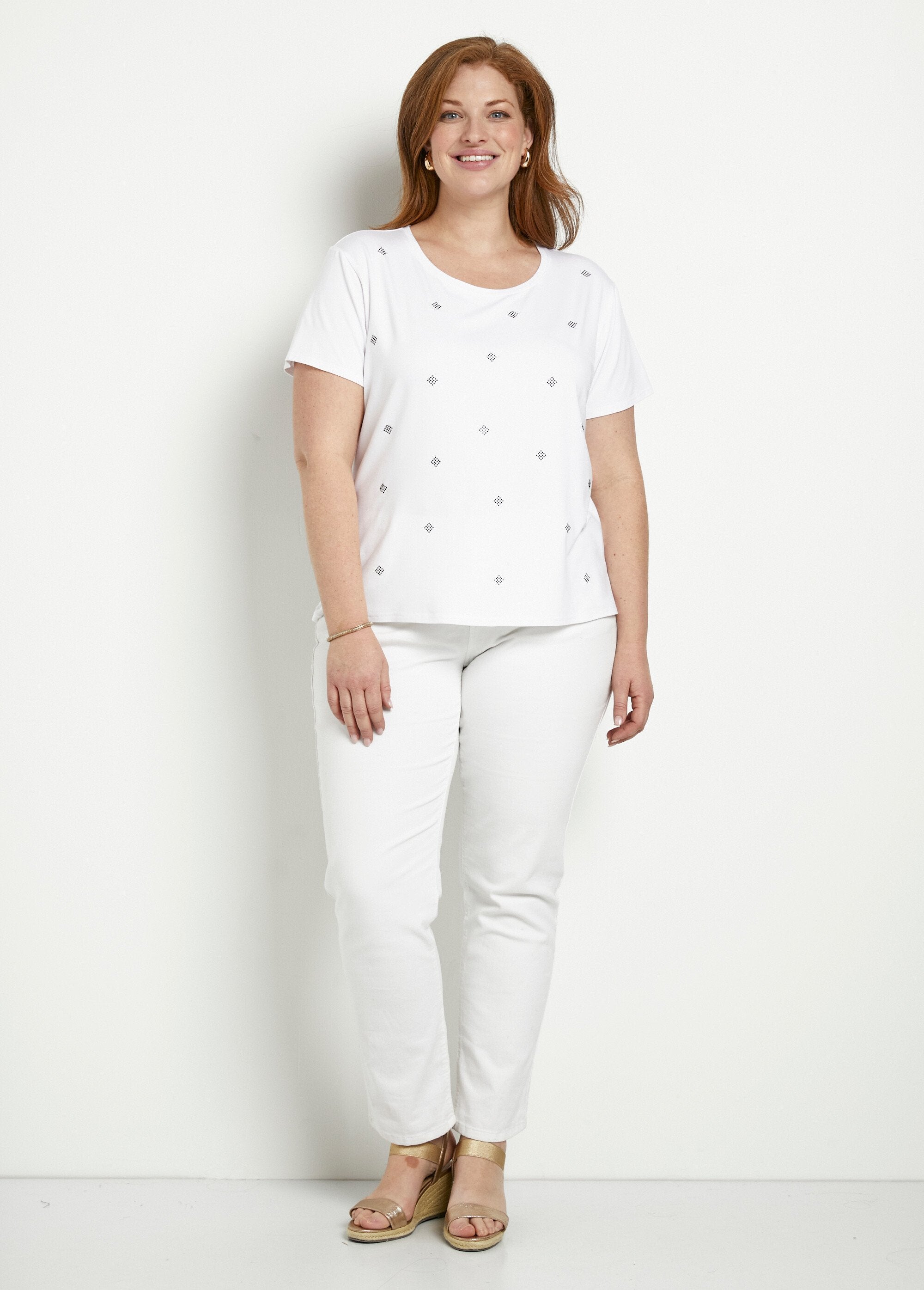 Camiseta_lisa_manga_corta_cuello_redondo_strass_Blanco,_Blanca_SF1_curvy