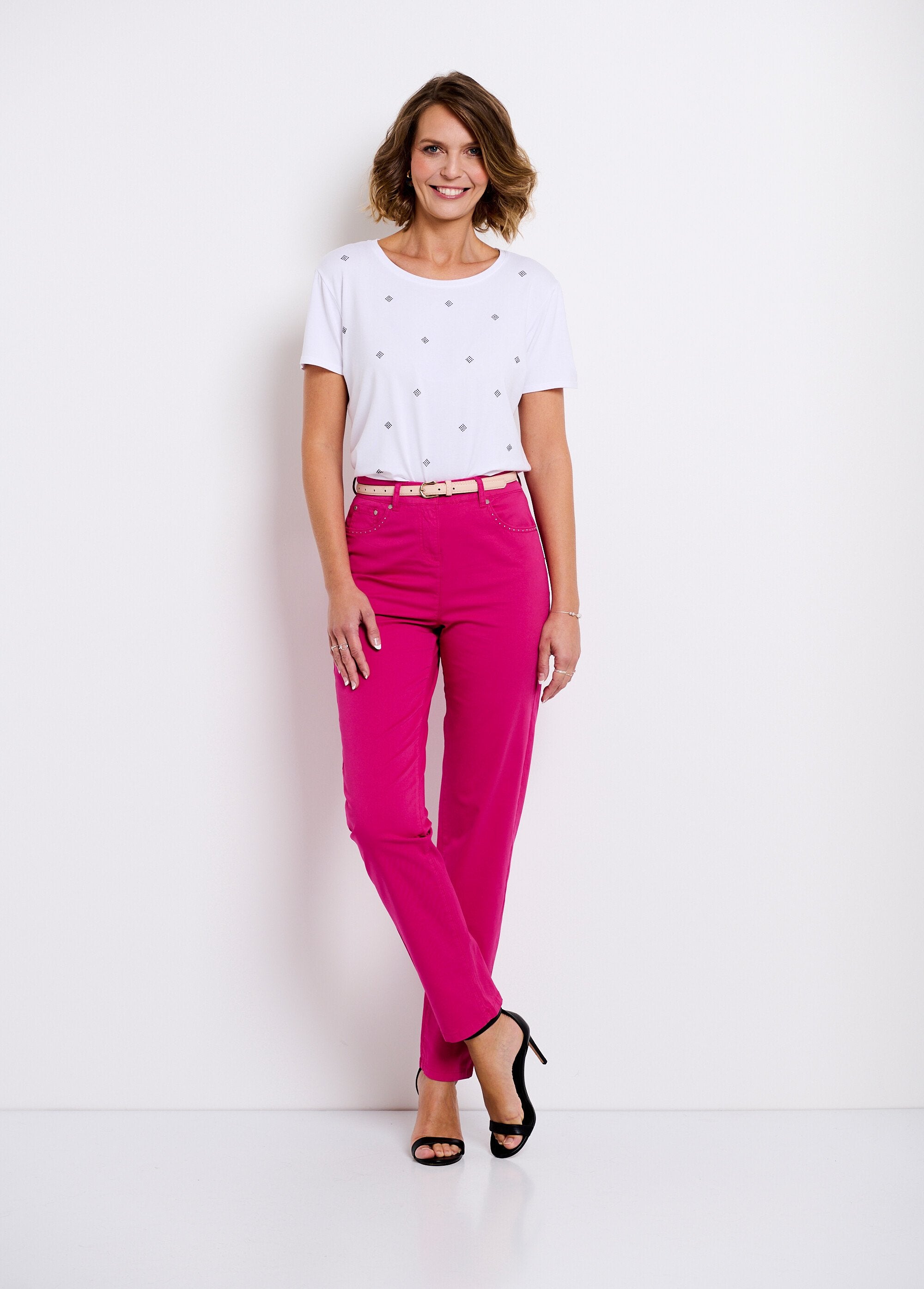 Camiseta_lisa_manga_corta_cuello_redondo_strass_Blanco,_Blanca_SF1_slim