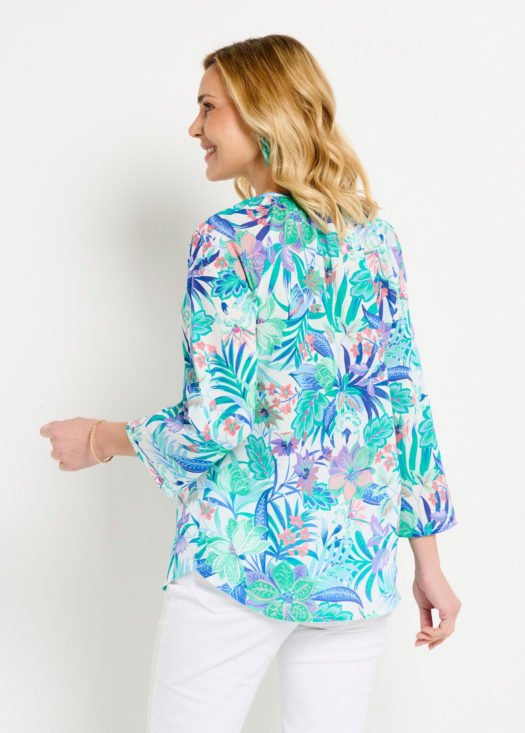 Túnica_holgada_de_voile_de_algodón_estampado_con_mangas_3/4_Multicolor_DO1_slim