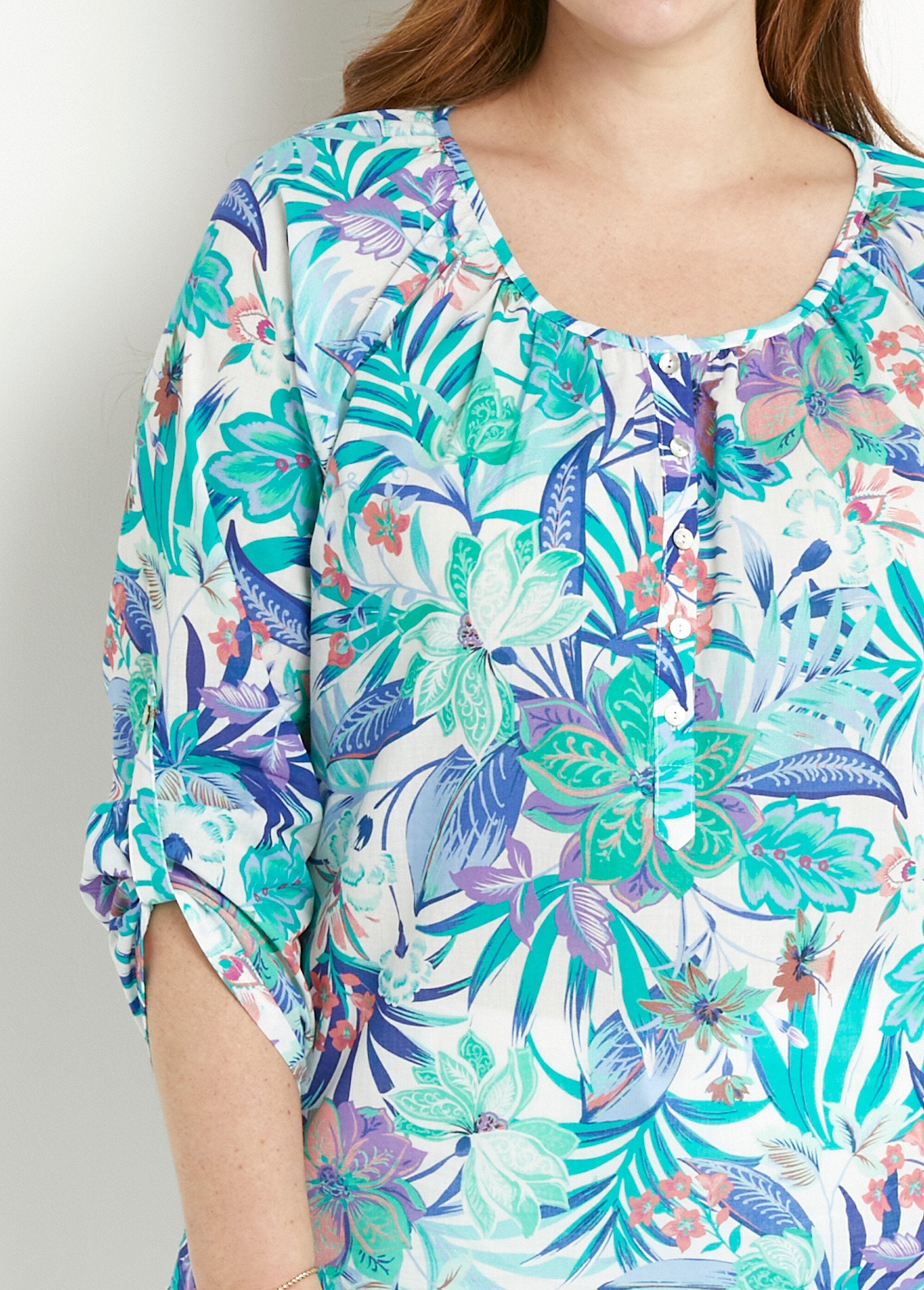 Túnica_holgada_de_voile_de_algodón_estampado_con_mangas_3/4_Multicolor_SF1_curvy