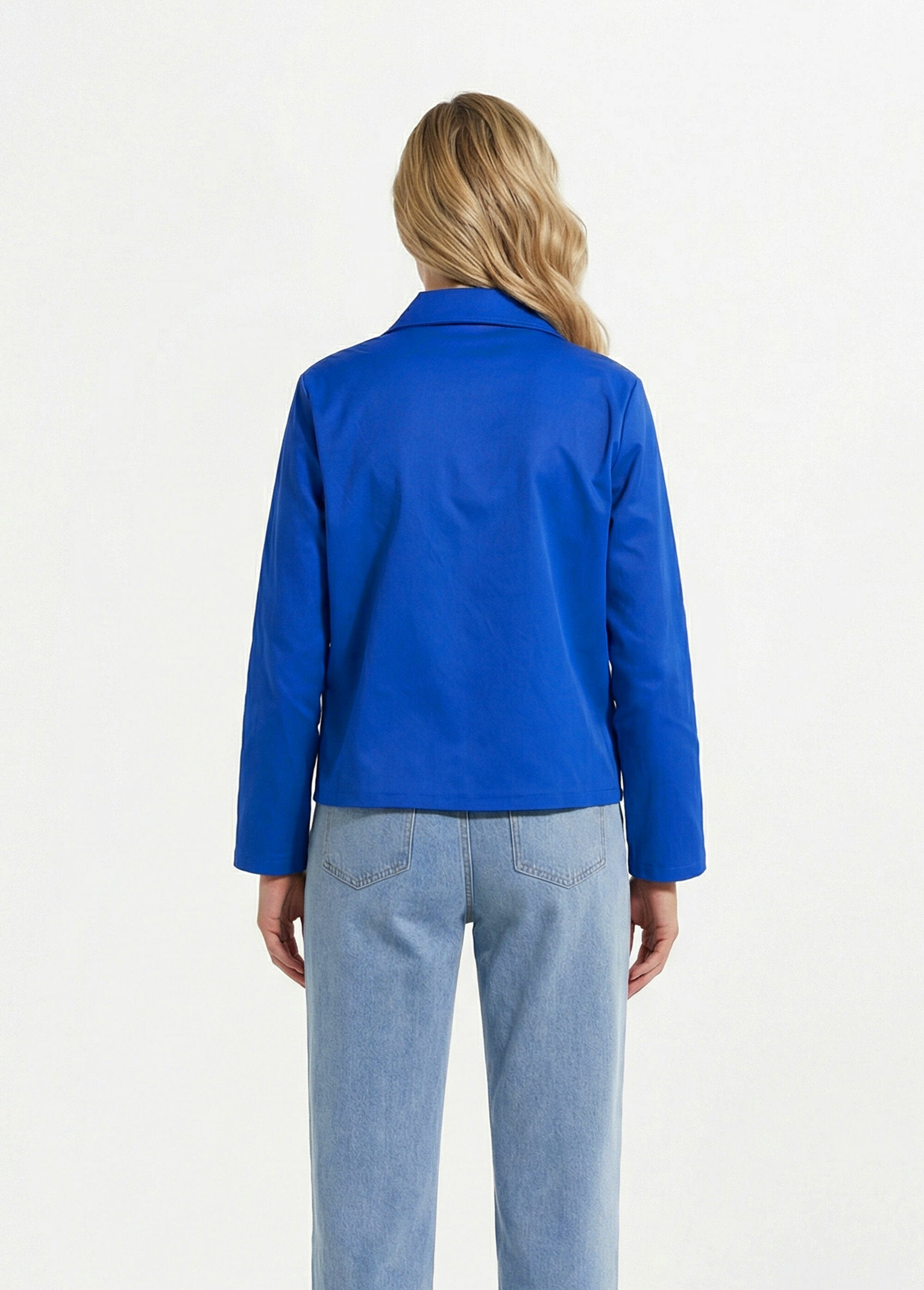 Veste_boite_en_coton,_avec_col_claudine_Bleu_dur_DO1_slim