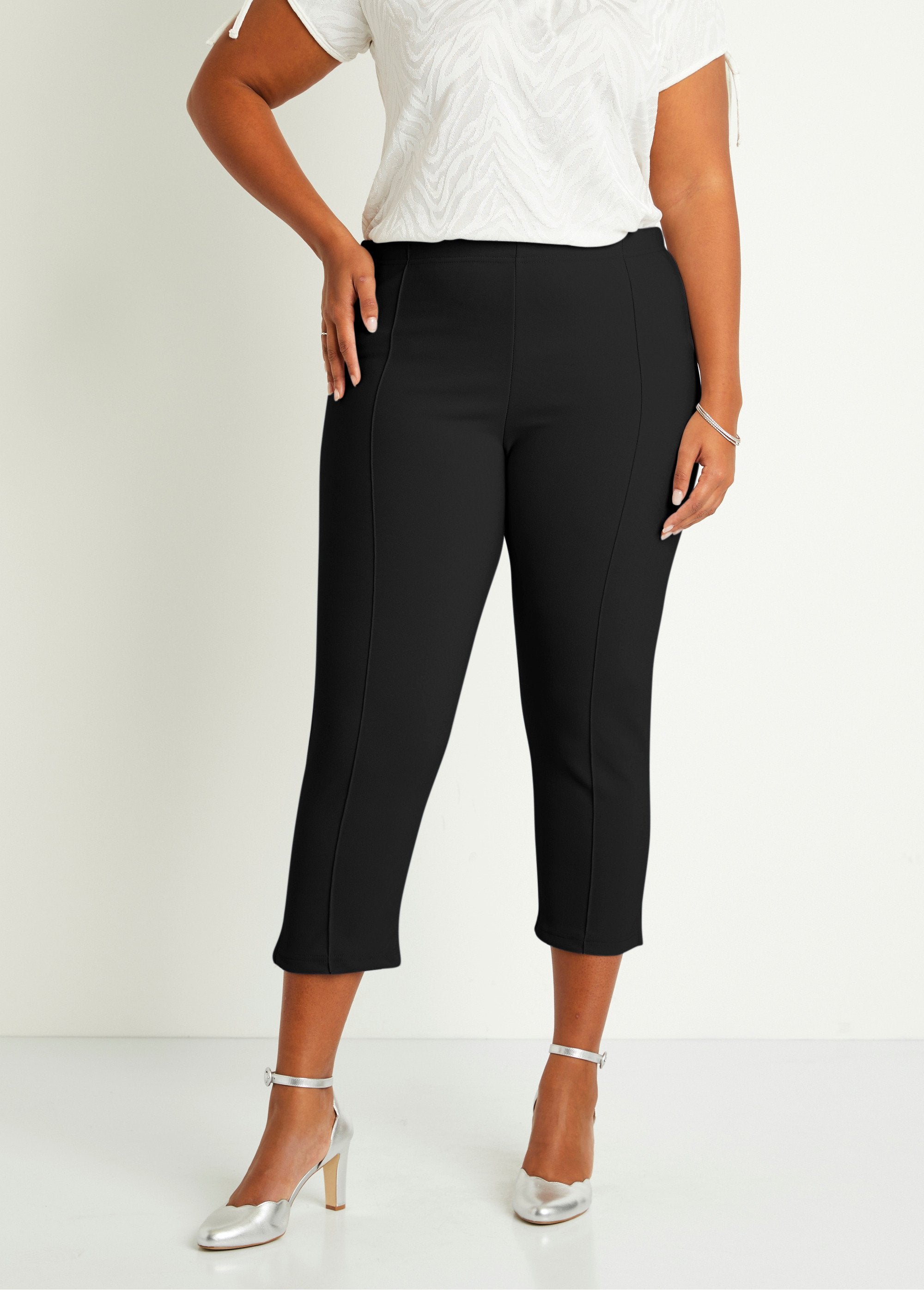 Pantalones_cropped_con_cintura_elástica_de_canalé_Negro_FA1_curvy