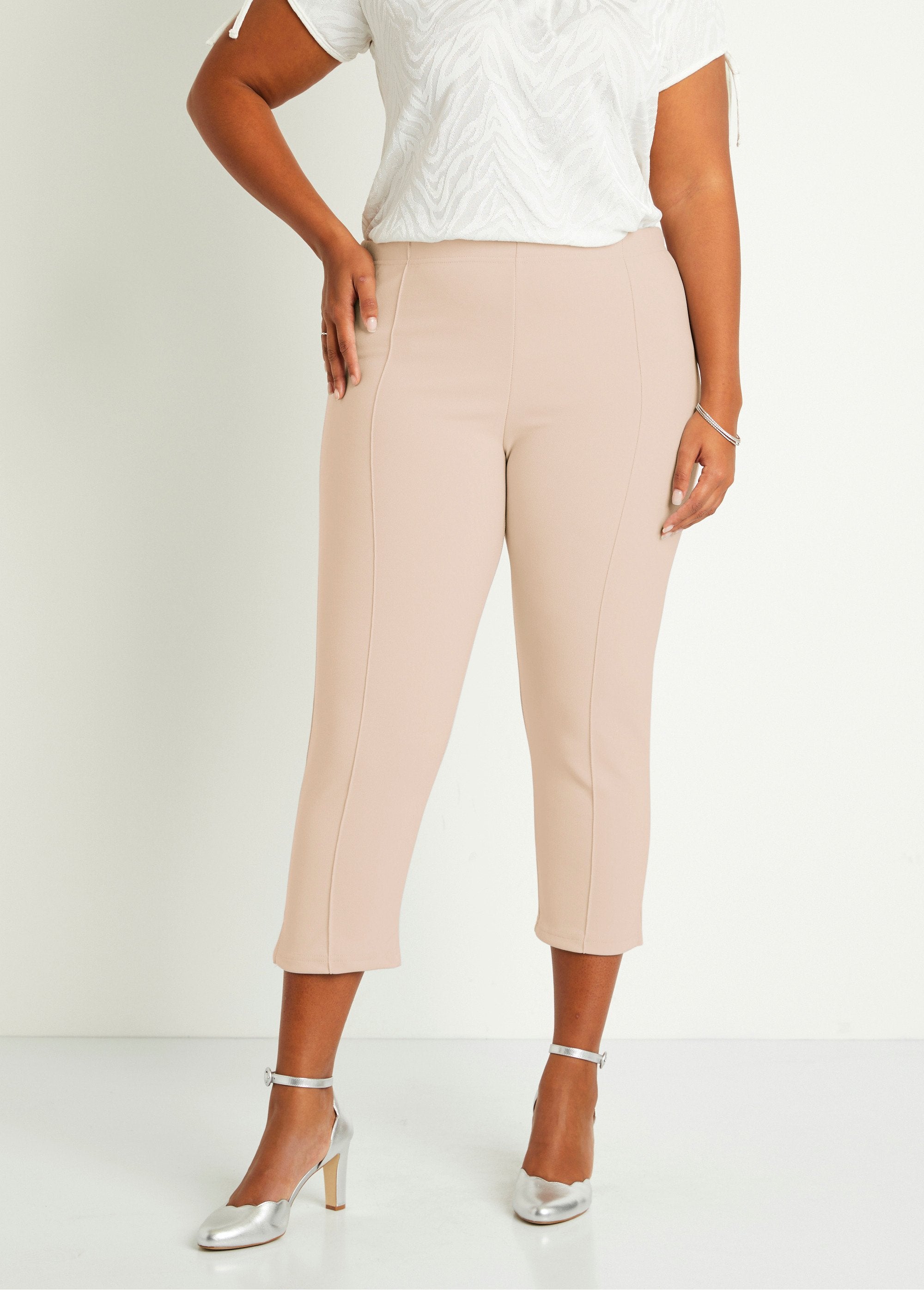 Pantalones_cropped_con_cintura_elástica_de_canalé_Beige_FA1_curvy