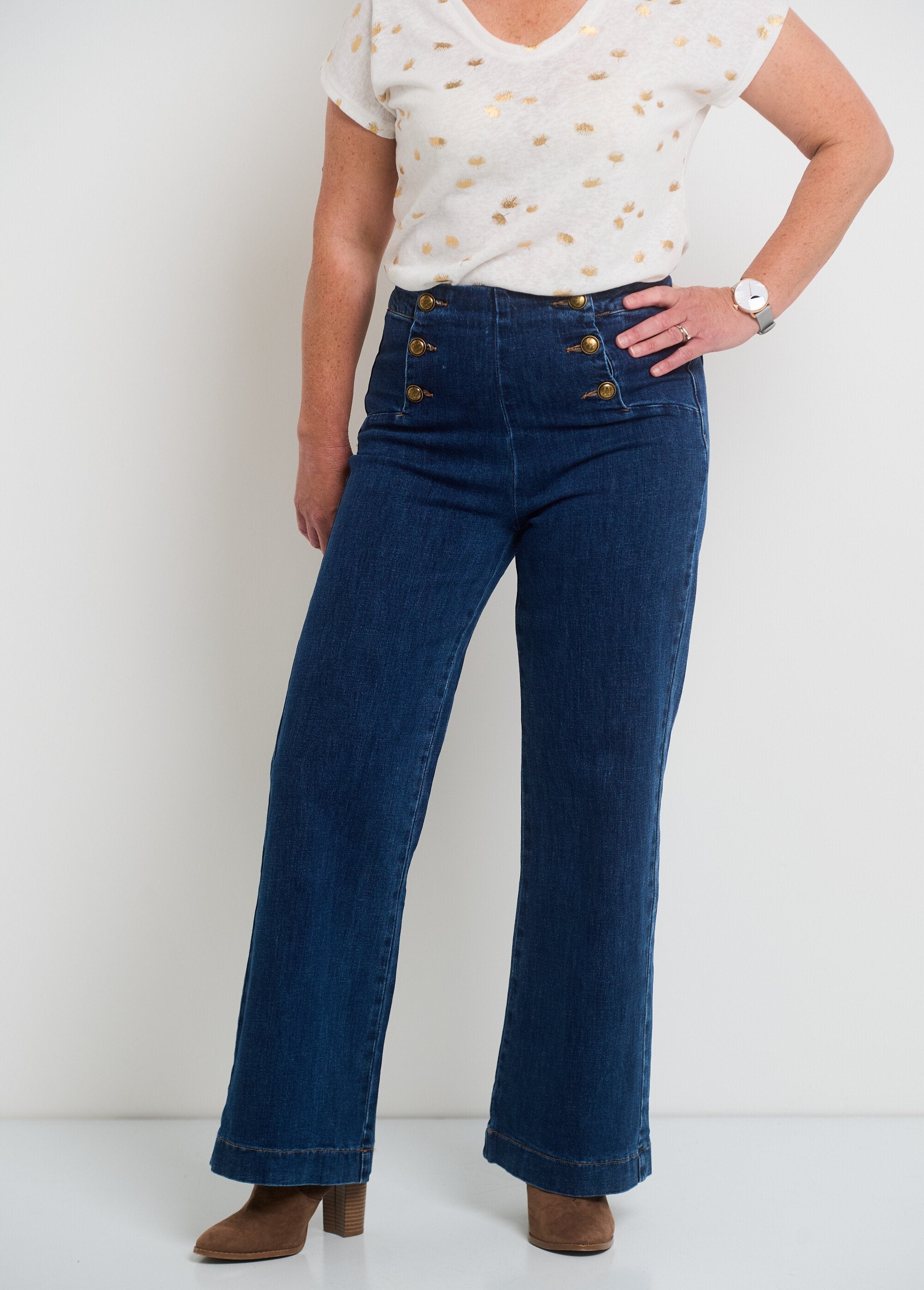 Pantalon_à_pont_en_jean_coupe_flare_Brut_FA1_slim