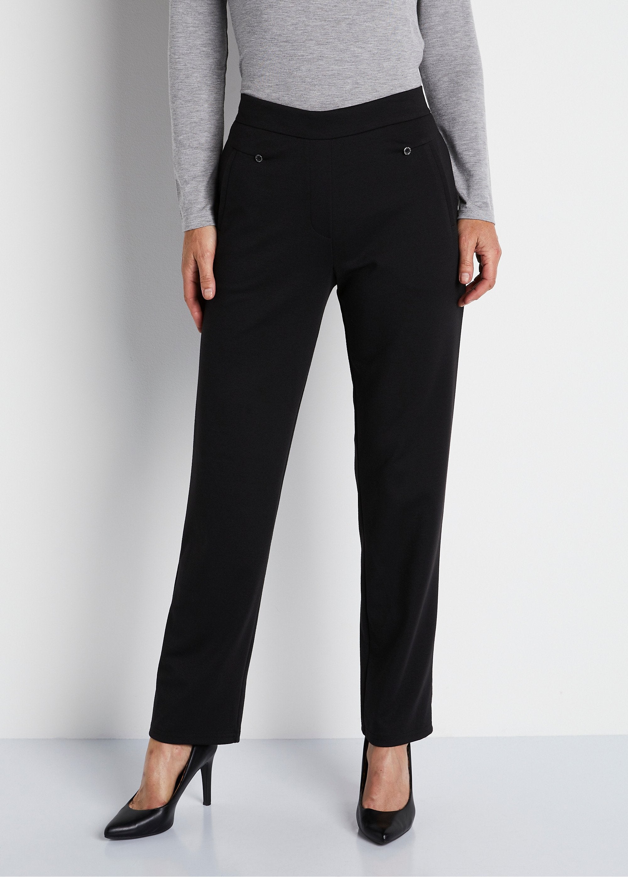 Pantalón_recto_con_cintura_semielástica_Negro_liso_FA1_slim