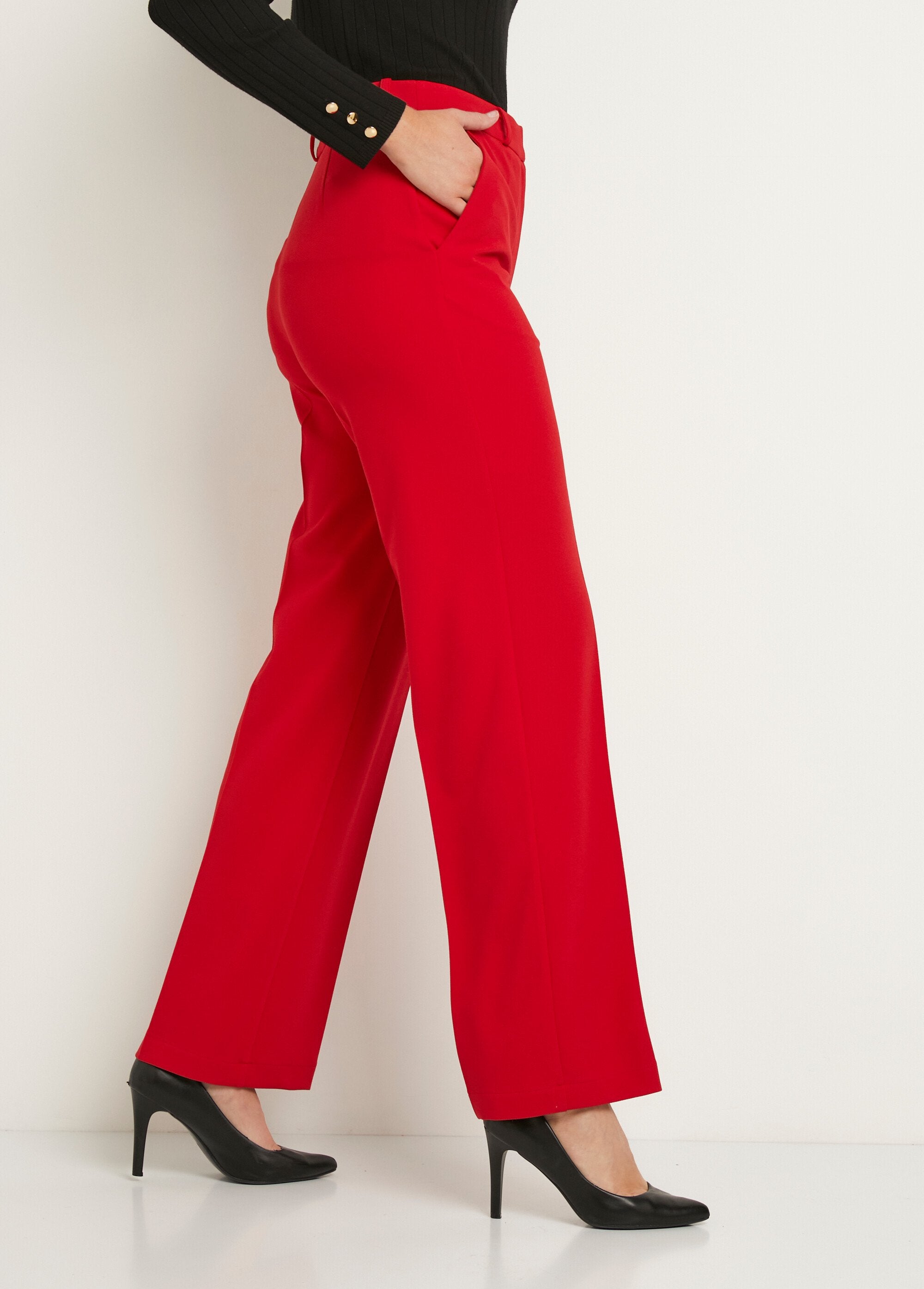 Pantalón_fluido_de_pierna_ancha_en_punto_elástico_liso_Rouge_DR1_slim