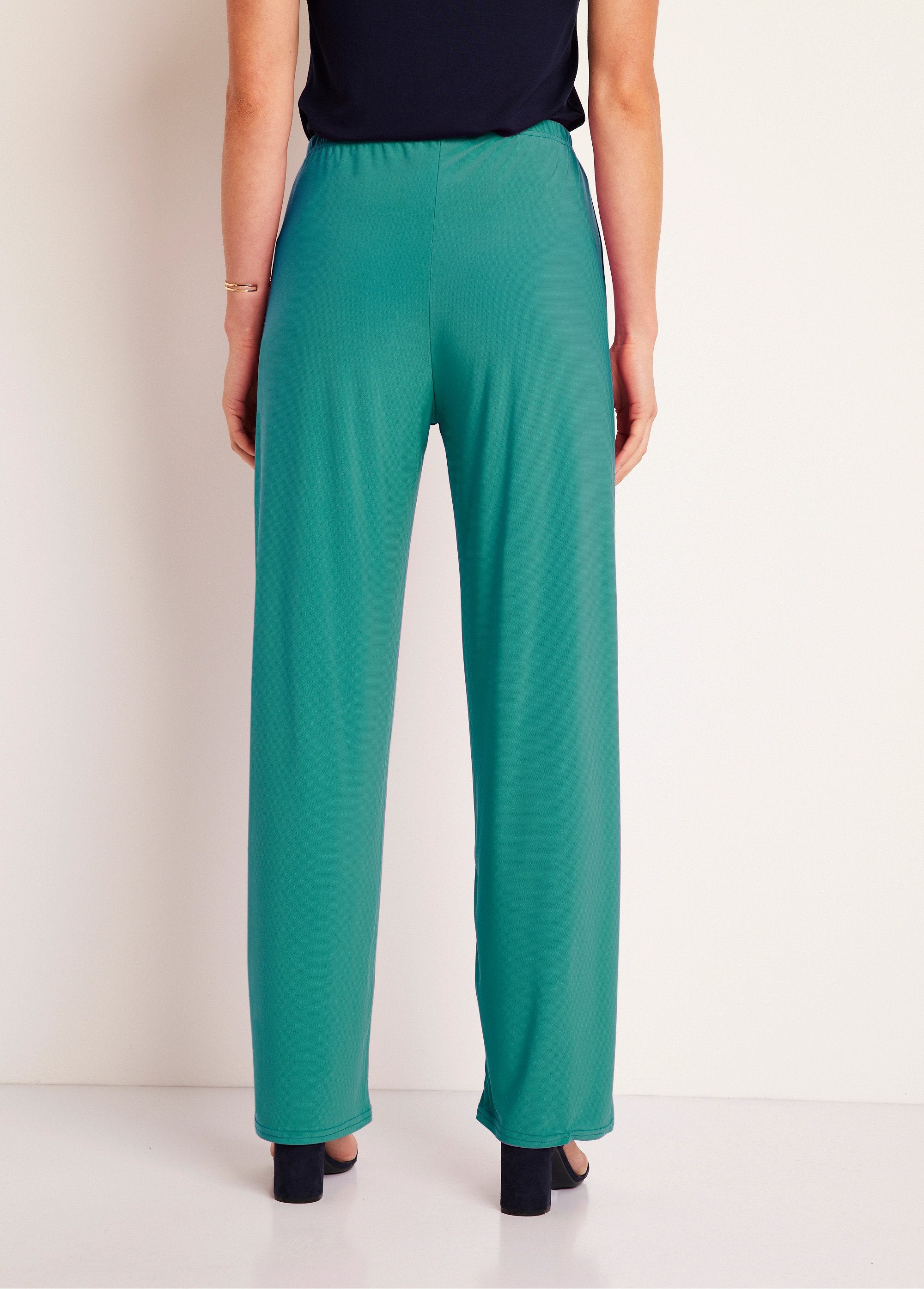 Pantalones_fluidos_de_malla_con_cintura_elástica_Verde_liso_DO1_slim