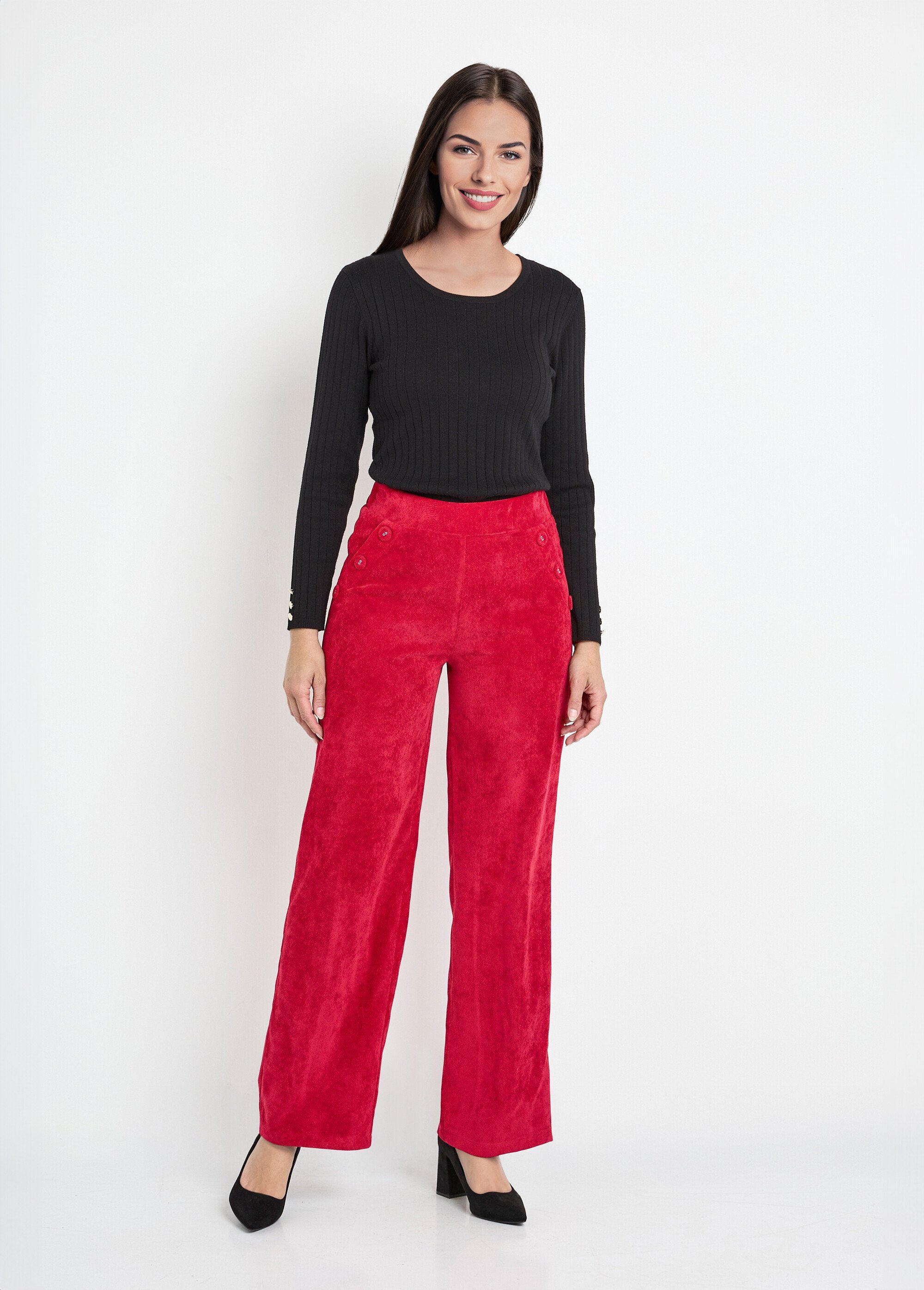 Pantalones_de_pana_de_pierna_ancha_con_cintura_semielástica_Rojo_SF1_slim