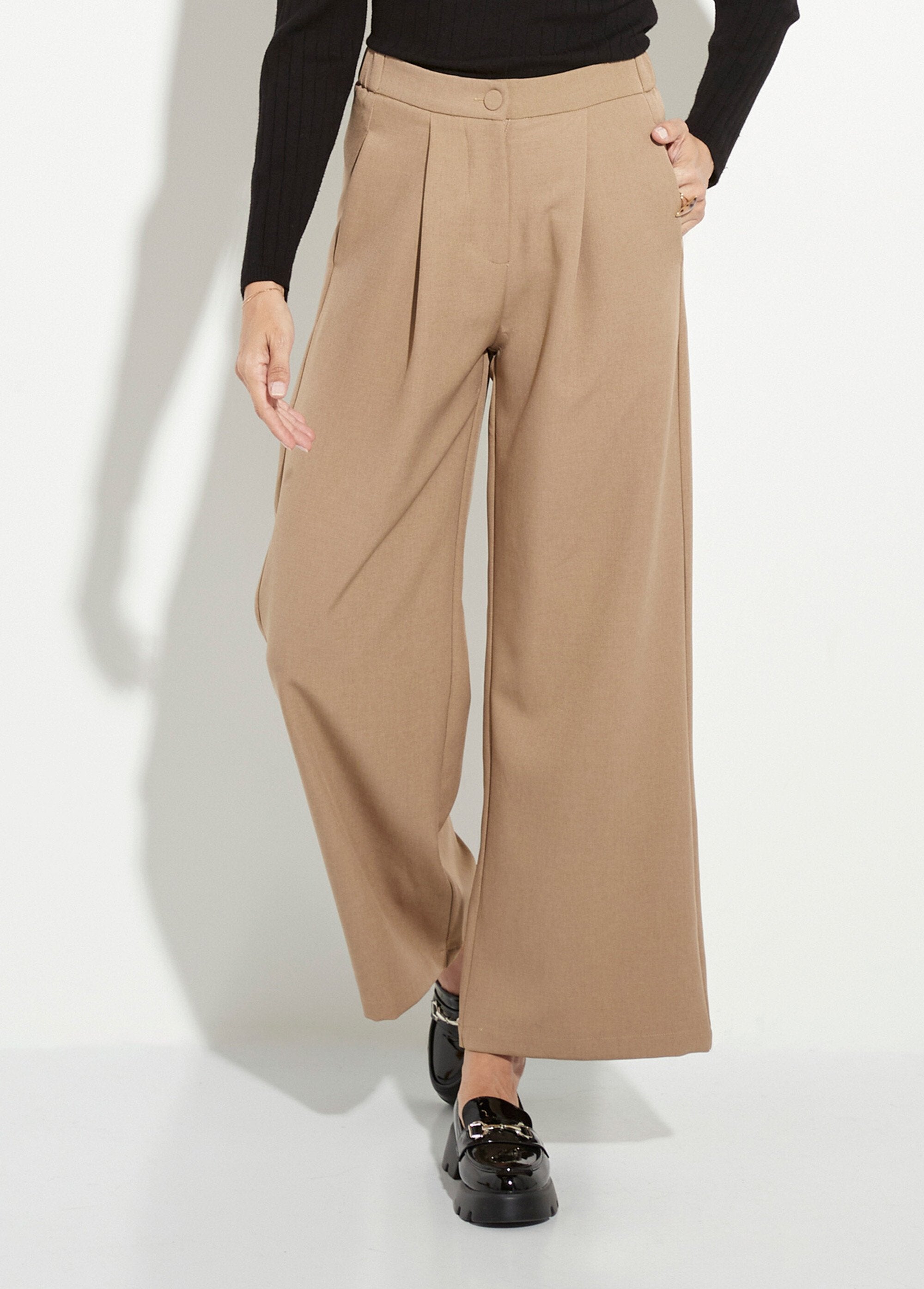 Pantalones_elásticos_fluidos_de_sastrería_Beige_FA1_slim