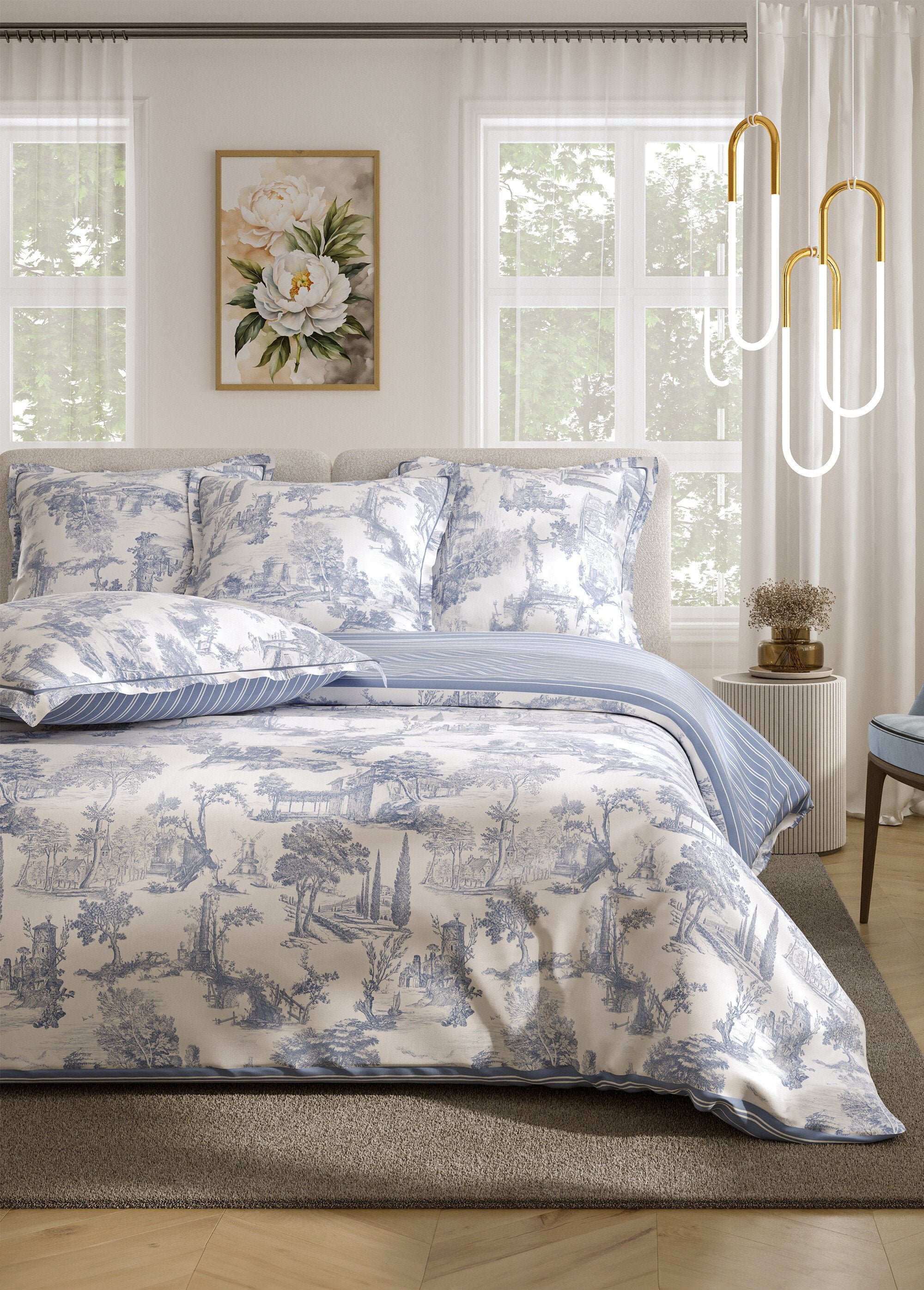 Parure_de_lit_3_pièces_percale_avec_housse_de_couette,_cyprès_Bleu_FA1_slim