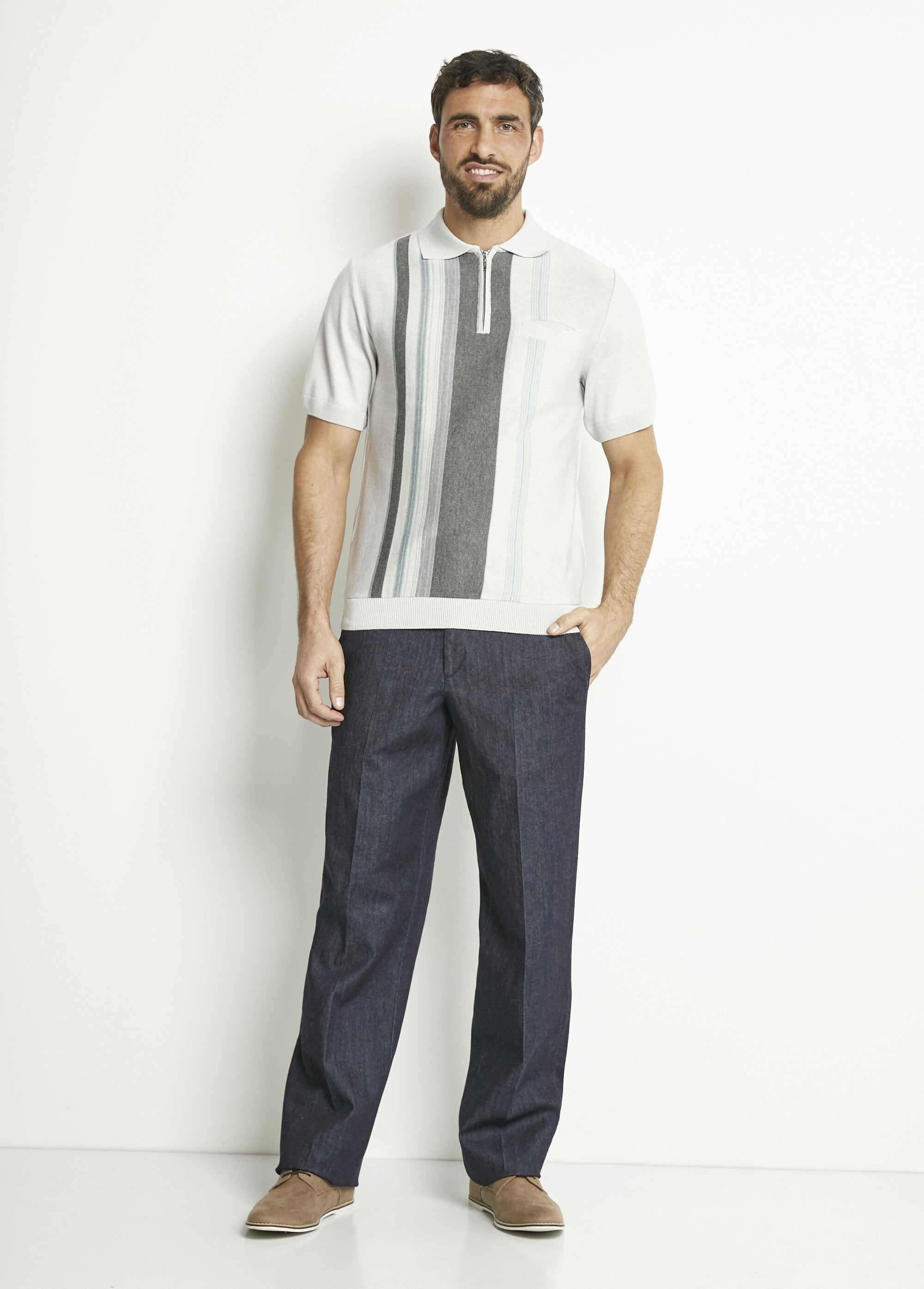 Polo_de_manga_corta_con_cremallera_y_rayas_jacquard_Gris_SF1_slim