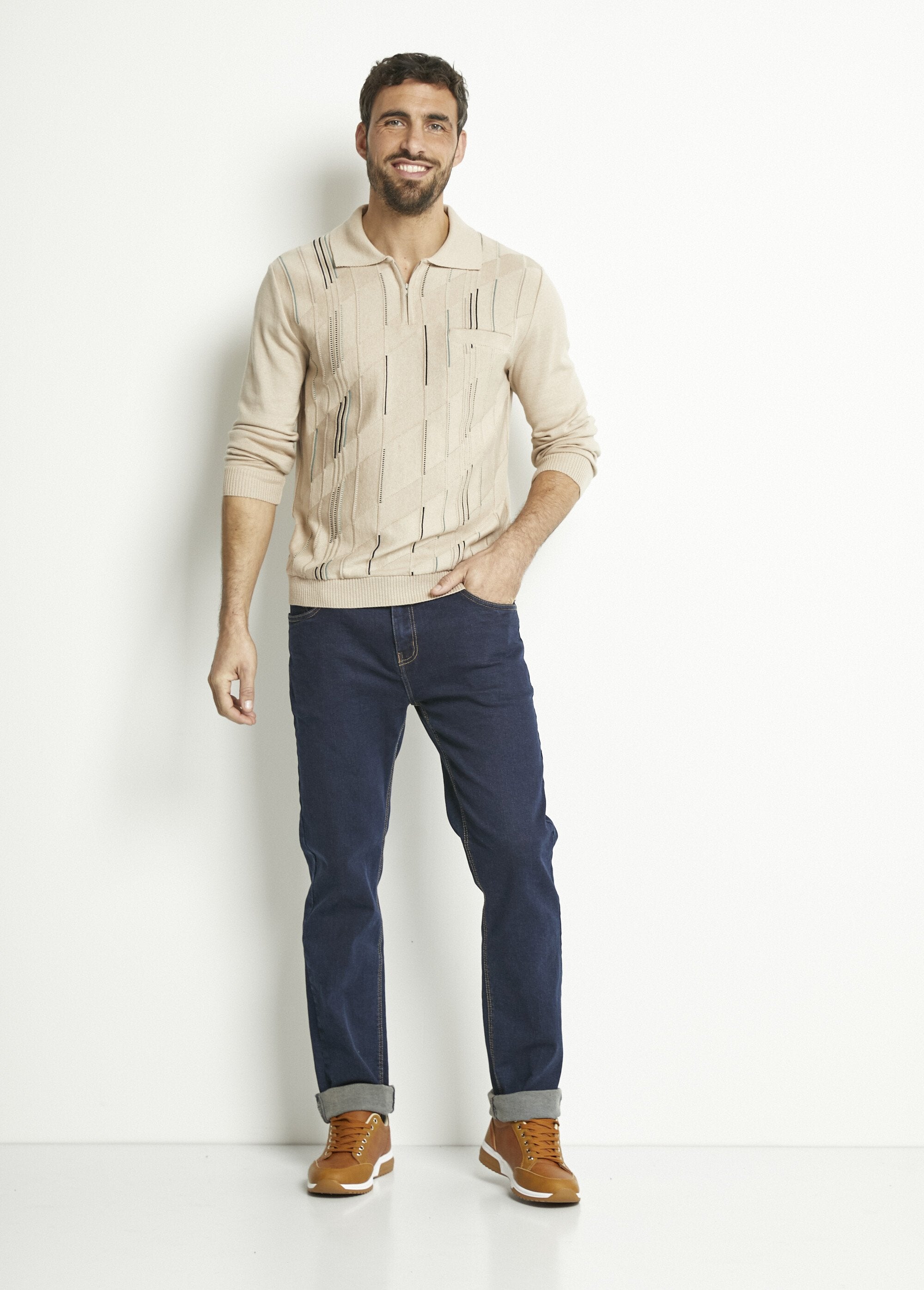 Polo_de_manga_larga_con_cremallera_en_jacquard_de_algodón_Beige_SF1_slim