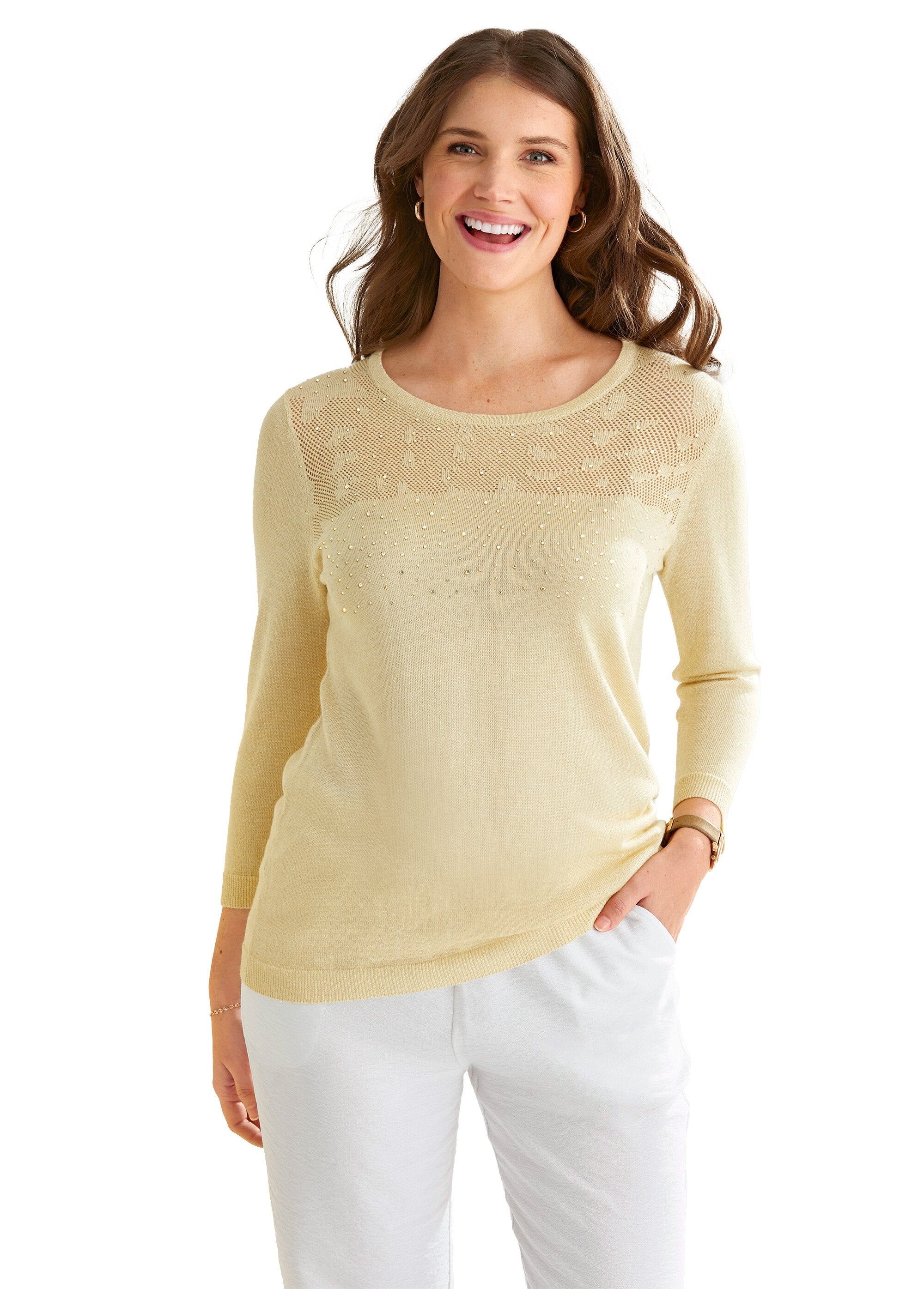 Pull_maille_scintillante_finition_strassée_Jaune_FA1_slim