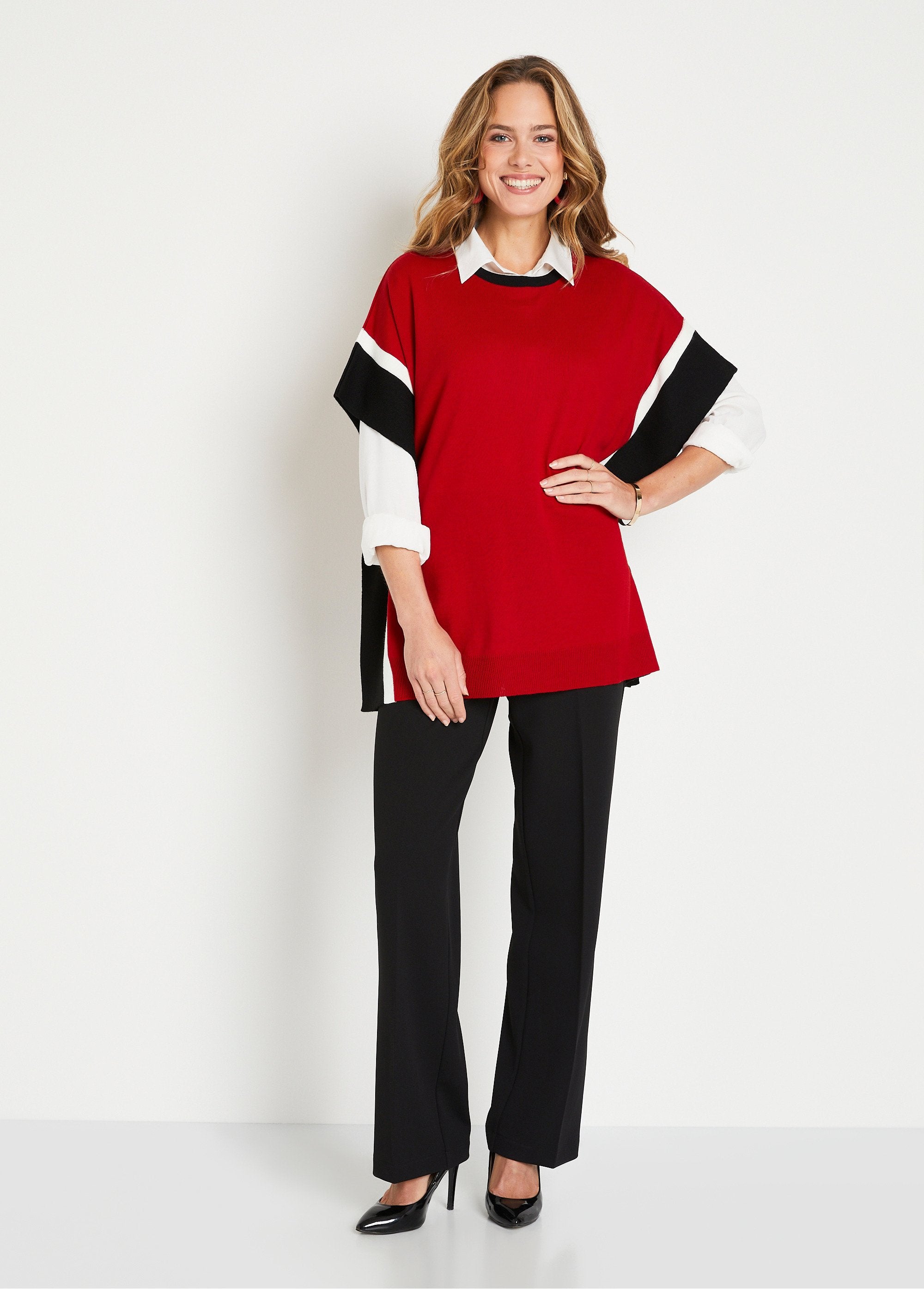 Jersey_poncho_largo_liso_Rouge_et_noir_SF1_slim