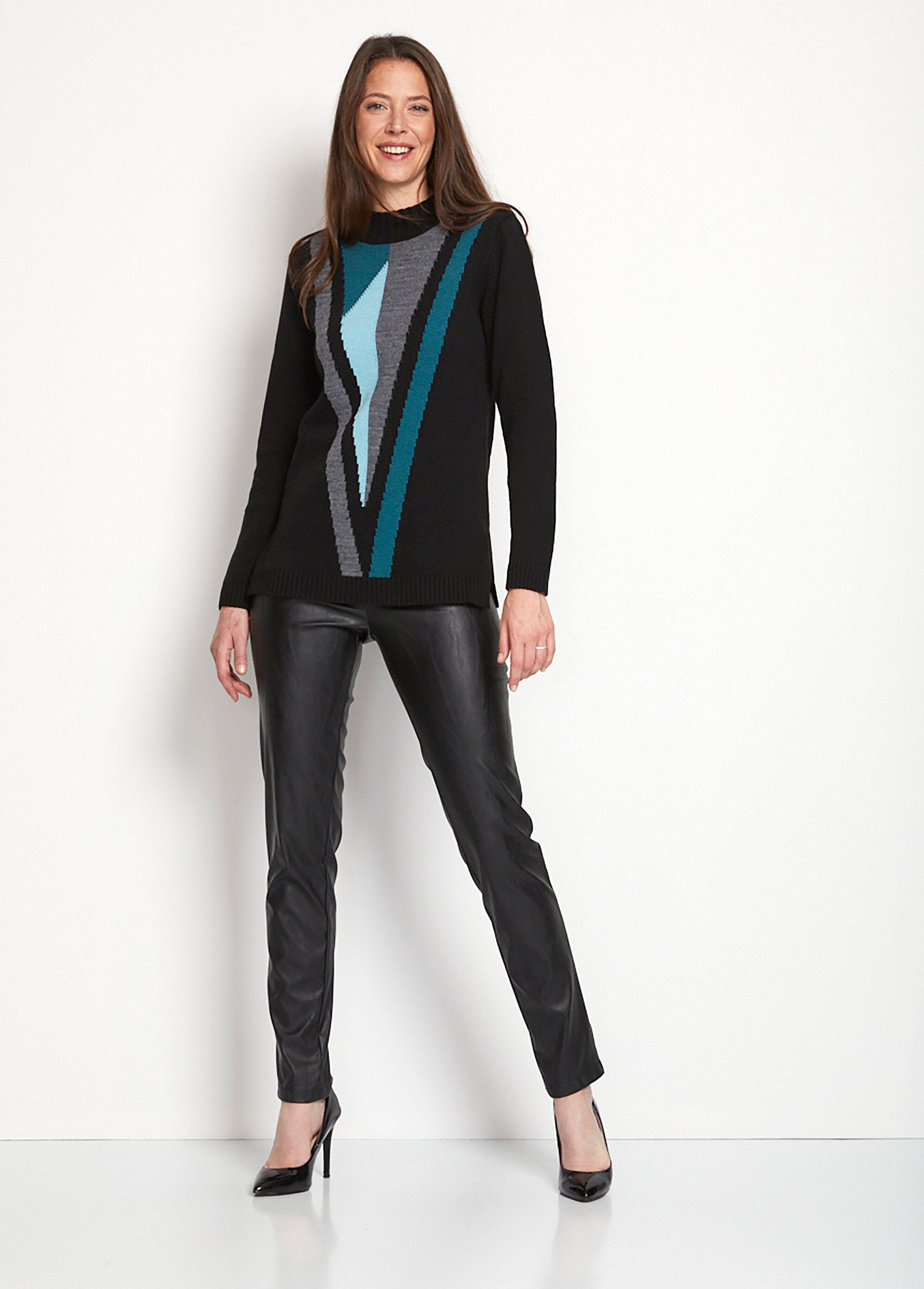 Jersey_túnica_de_jacquard_con_cuello_alto_Negro_y_verde_SF1_slim