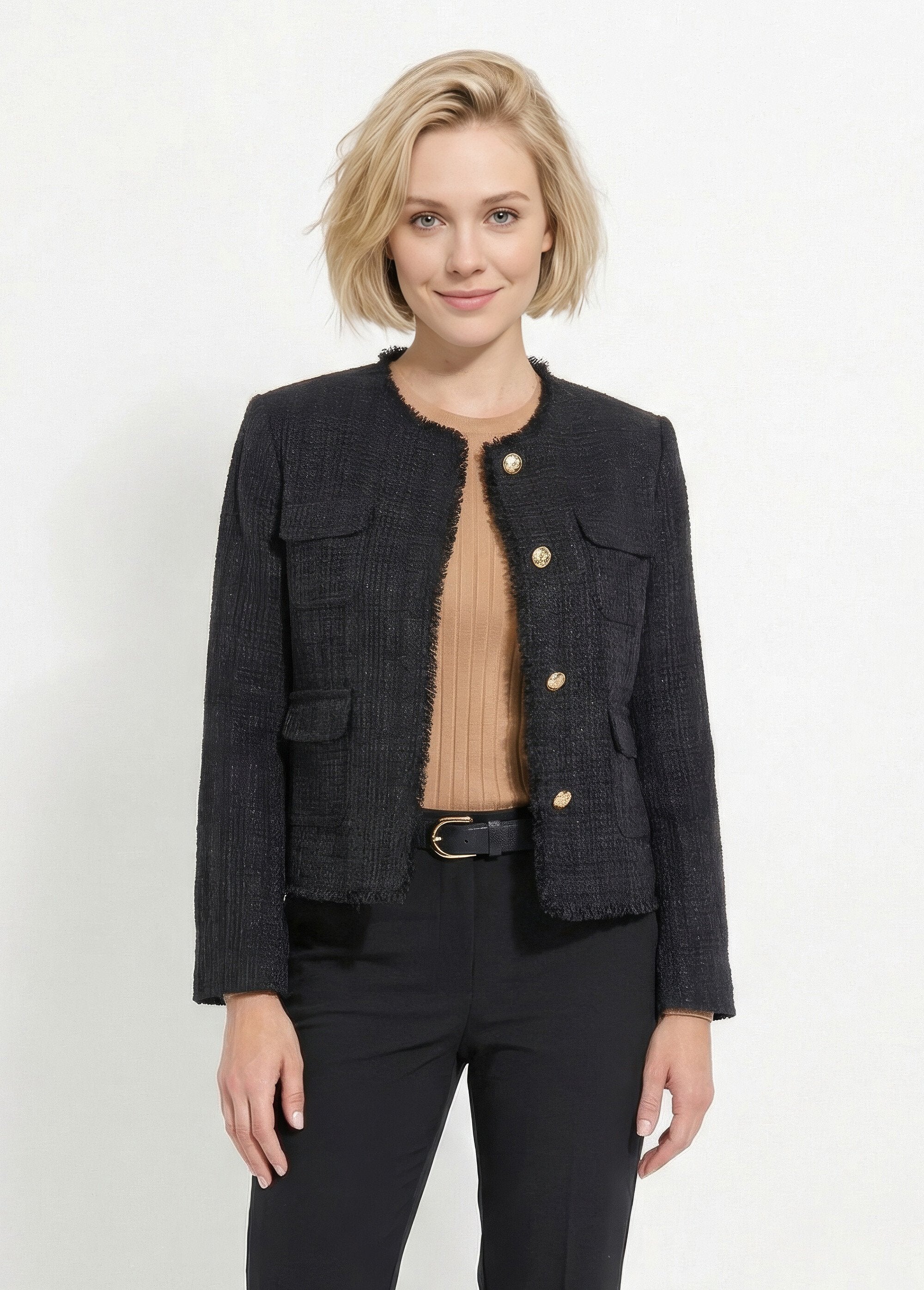 Chaqueta_de_tweed_abotonada_con_flecos_y_sin_cuello_Negro_FA1_slim